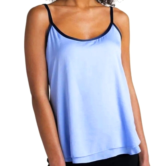 Slvls Kenneth Cole NY Textured Woven Chiffon Overlay Cami Blouse SkyBlue - Picture 2 of 15